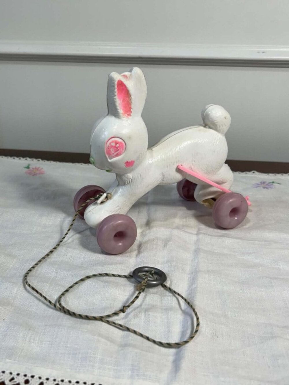 Vintage Empire Plastics Easter Bunny Toy on Wheels